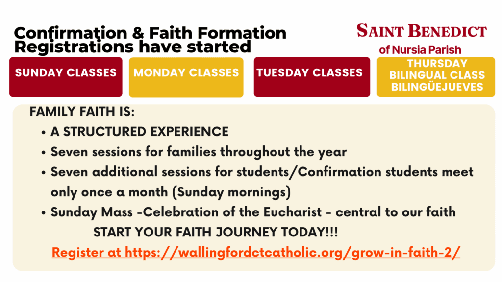 Faith Formation and Confirmation Registration starting!!